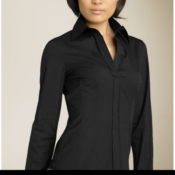 Hugo boss bashina black v-neck collared blouse